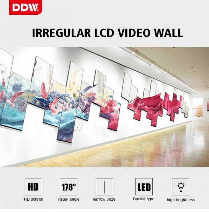 Personalização profissional 46 49 55 controle de parede video irregular video da parede 1080P 500nits lcd do mosaico artístico da polegada FHD